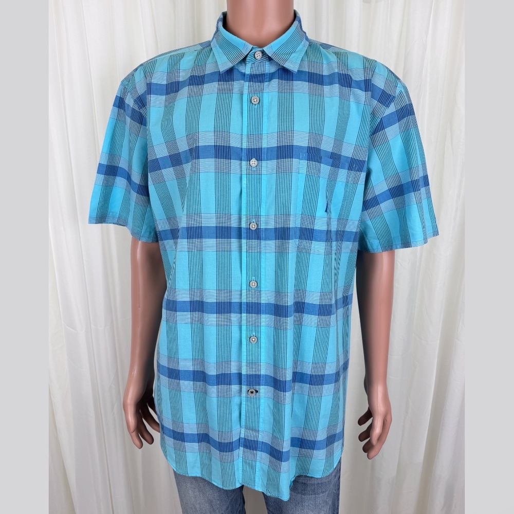 Men's Nautica Classic Fit Plaid Button Up Short Sleeve Shirt Size XL